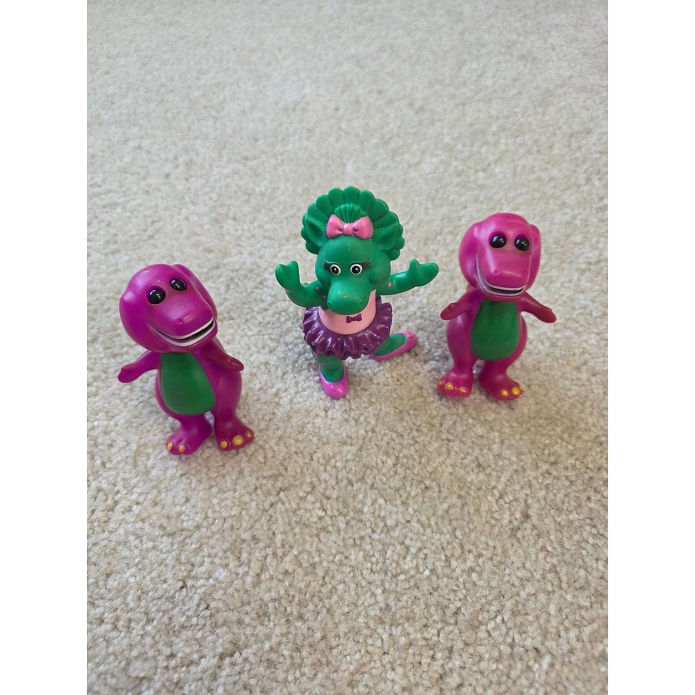 Vintage Barney and Friends PVC Figure Lot Barney and Baby Bop 90s Toys 3 Inch